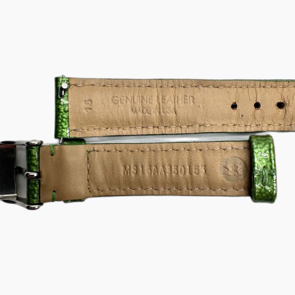 Michele 16mm Emerald Green Patterned High-Gloss Patent Leather Watch Band Strap - Picture 5 of 5